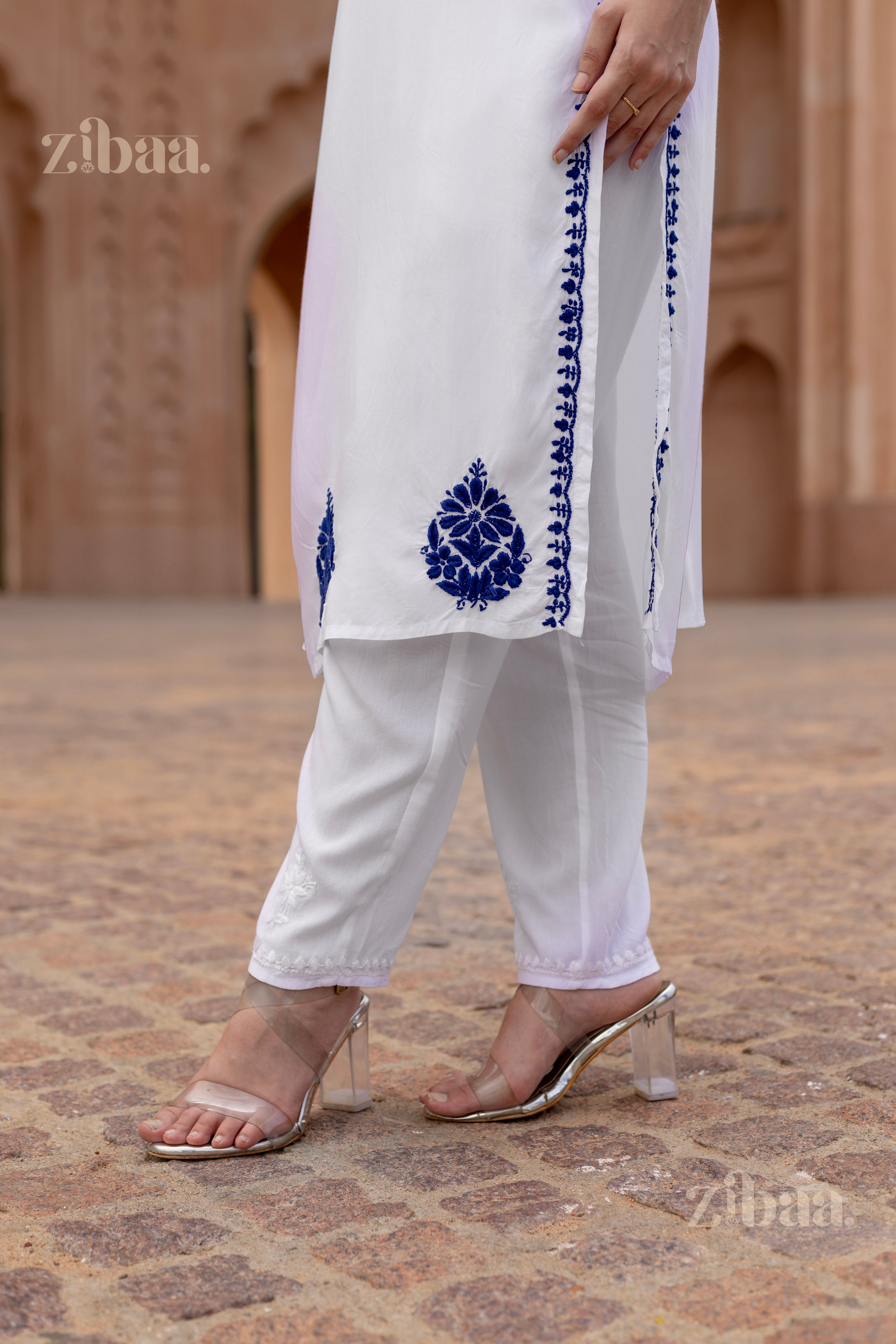 Maaya Rayon White Chikankari Kurti