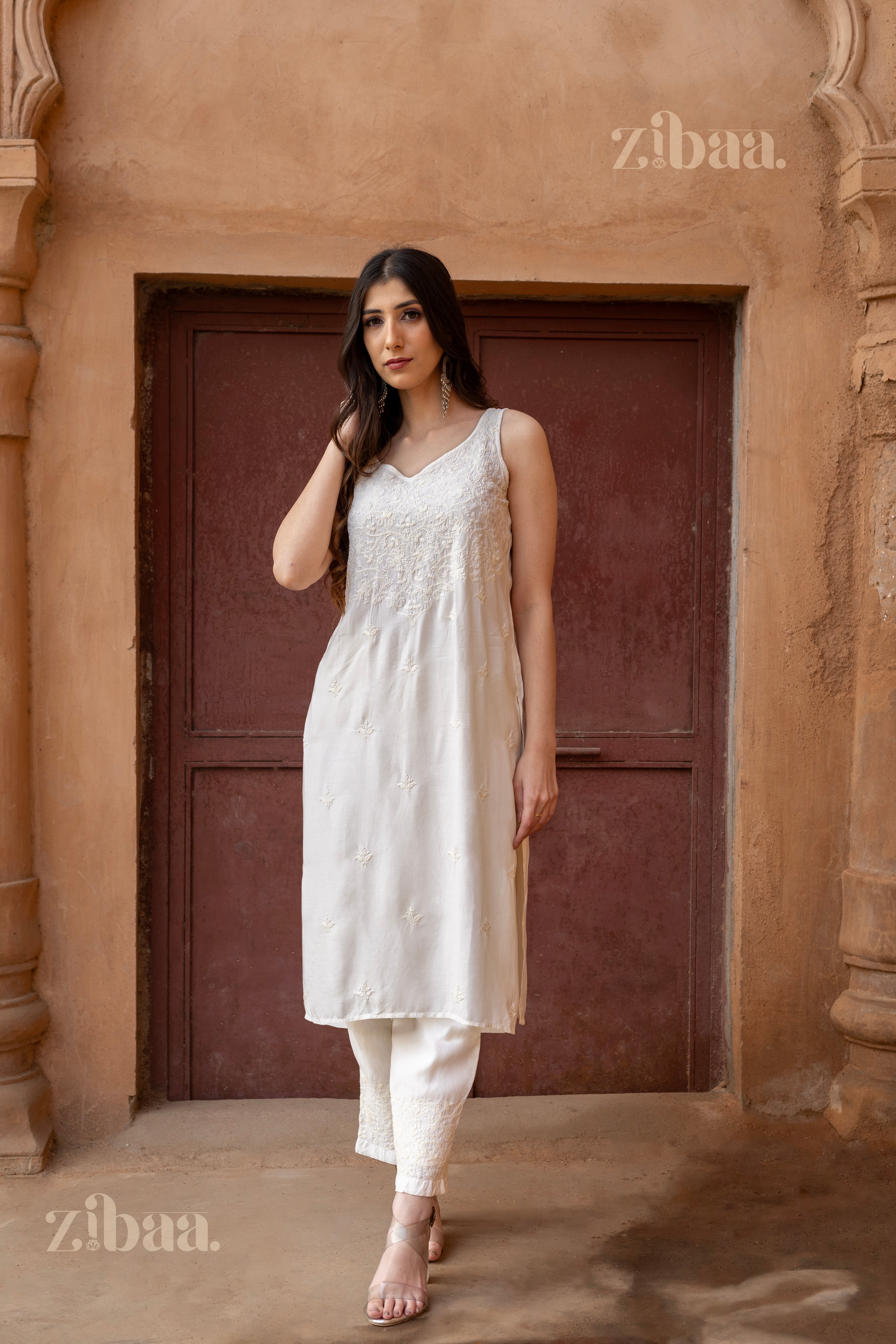 Sahar Ivory Muslin Chikankari Co-ord Set