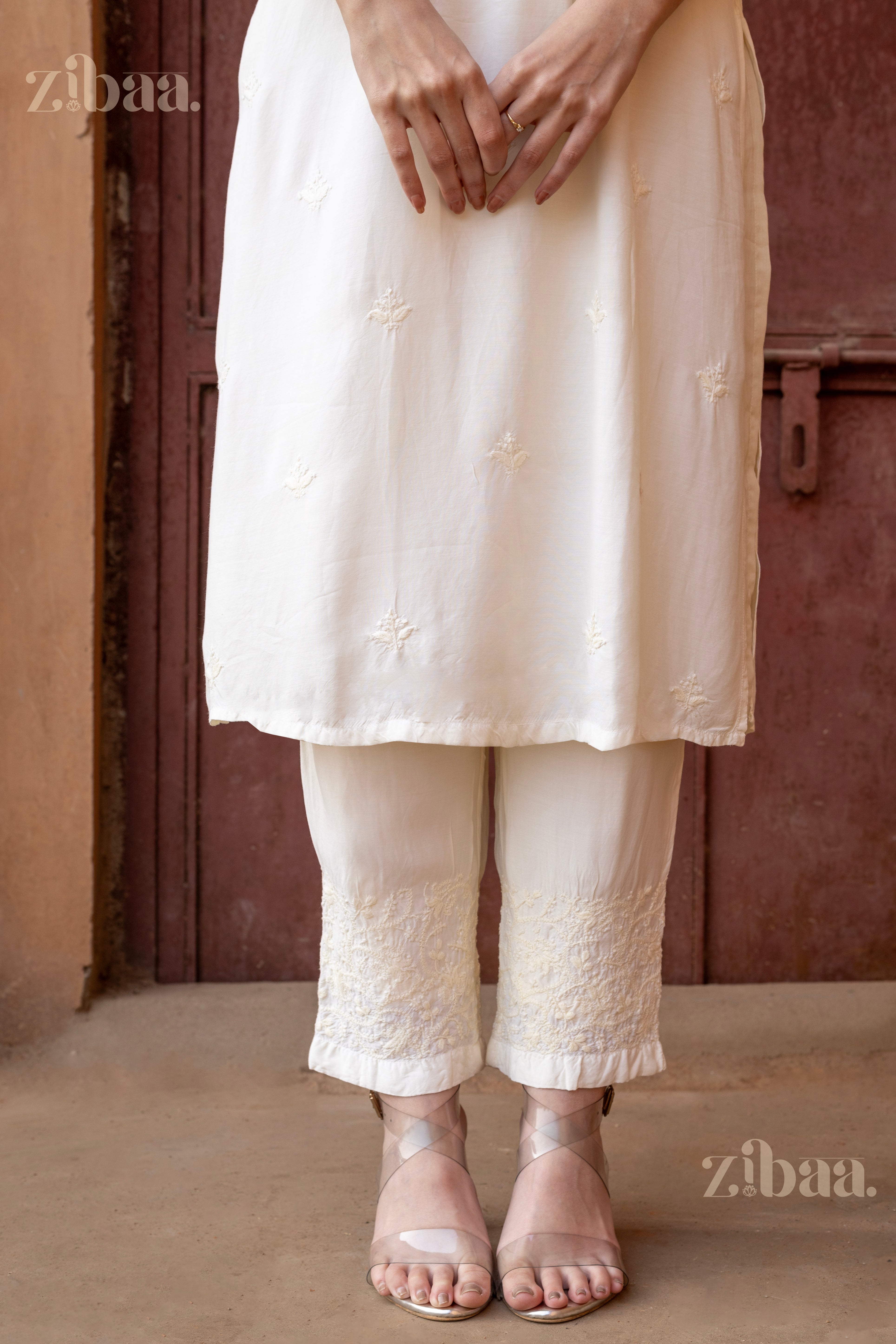 Sahar Ivory Muslin Chikankari Co-ord Set