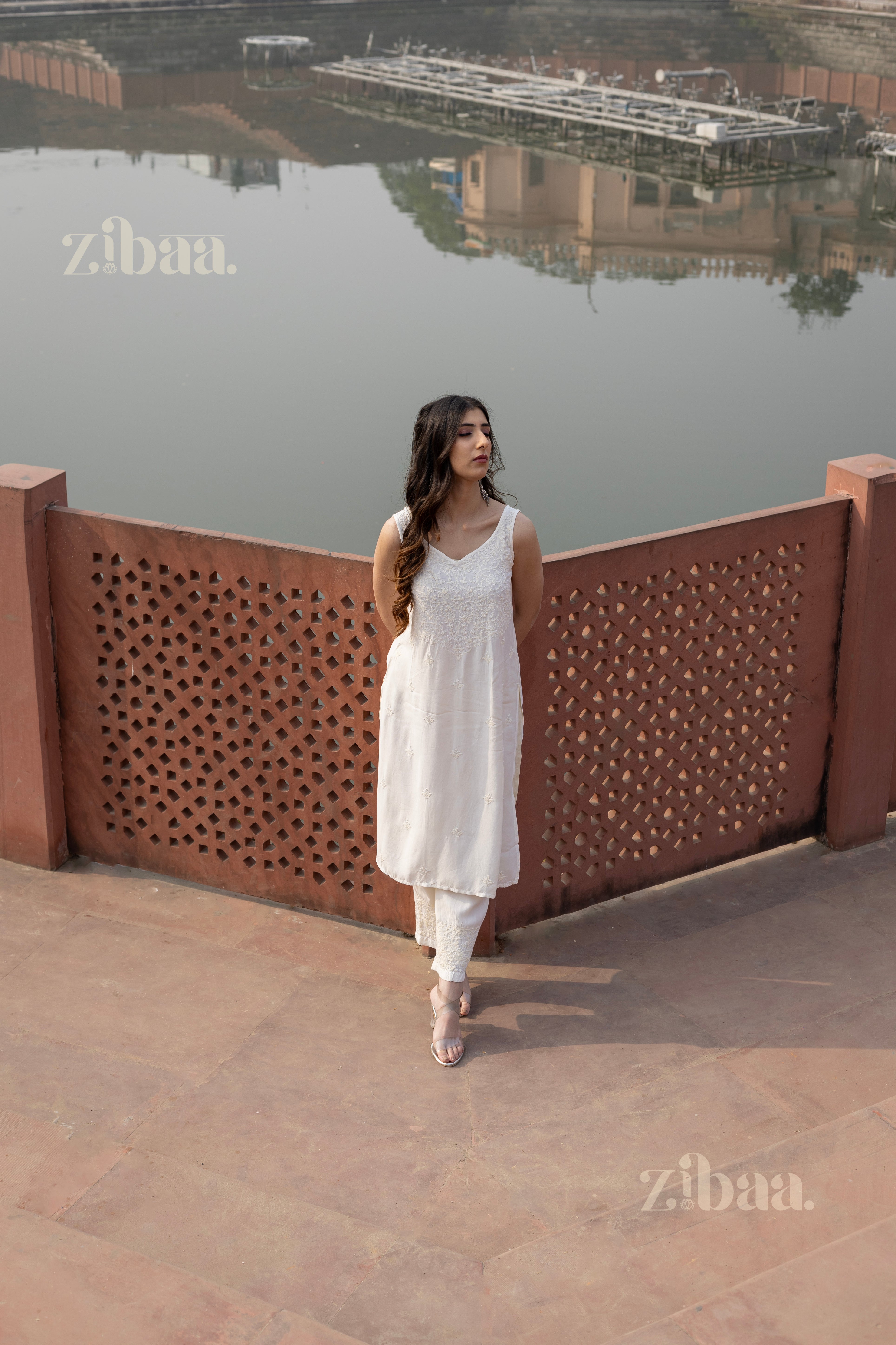 Sahar Ivory Muslin Chikankari Co-ord Set