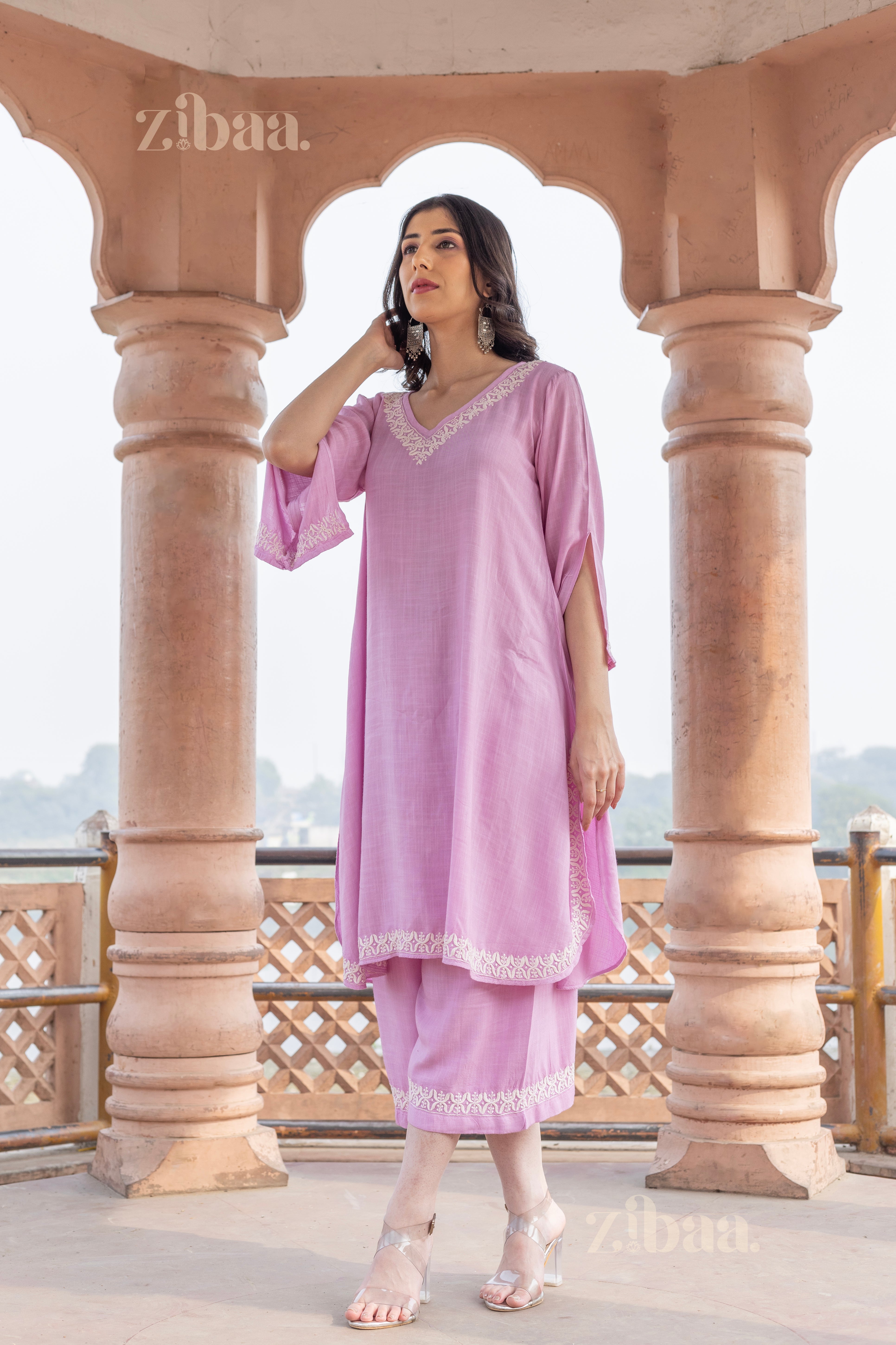 Sahar Lilac Rayon Chikankari Coord Set