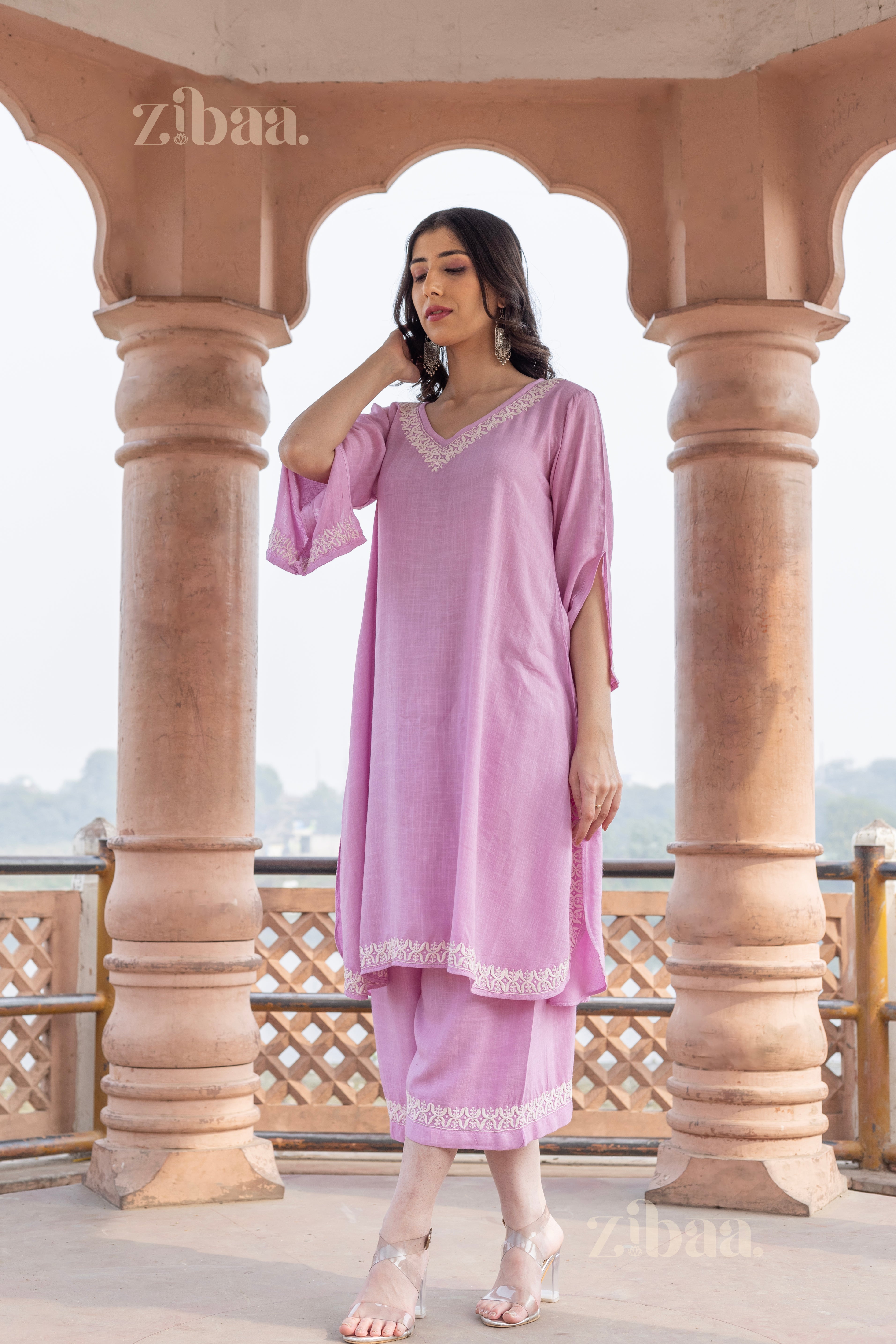 Sahar Lilac Rayon Chikankari Coord Set