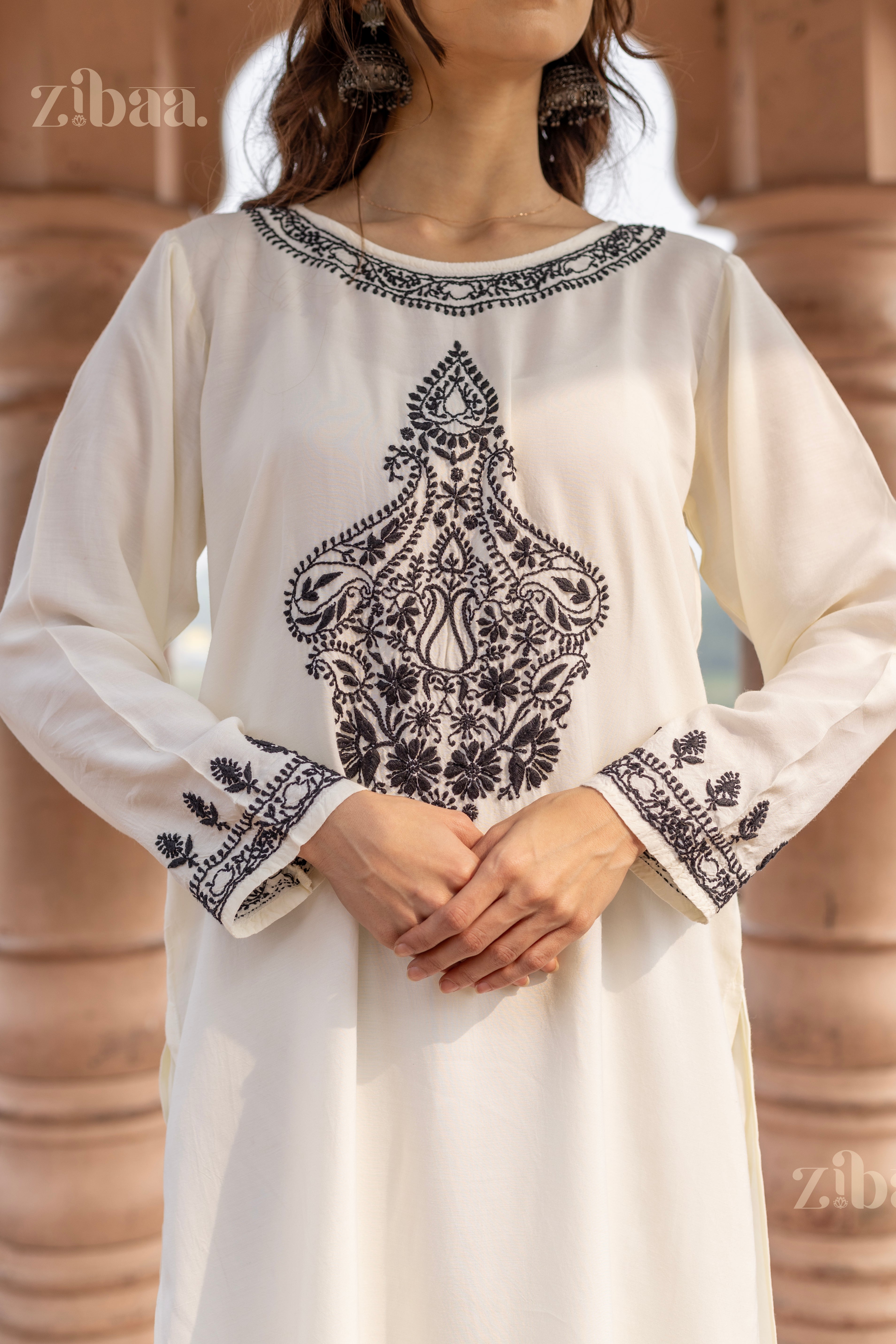 Sahar Muslin Black & White Chikankari Coord Set