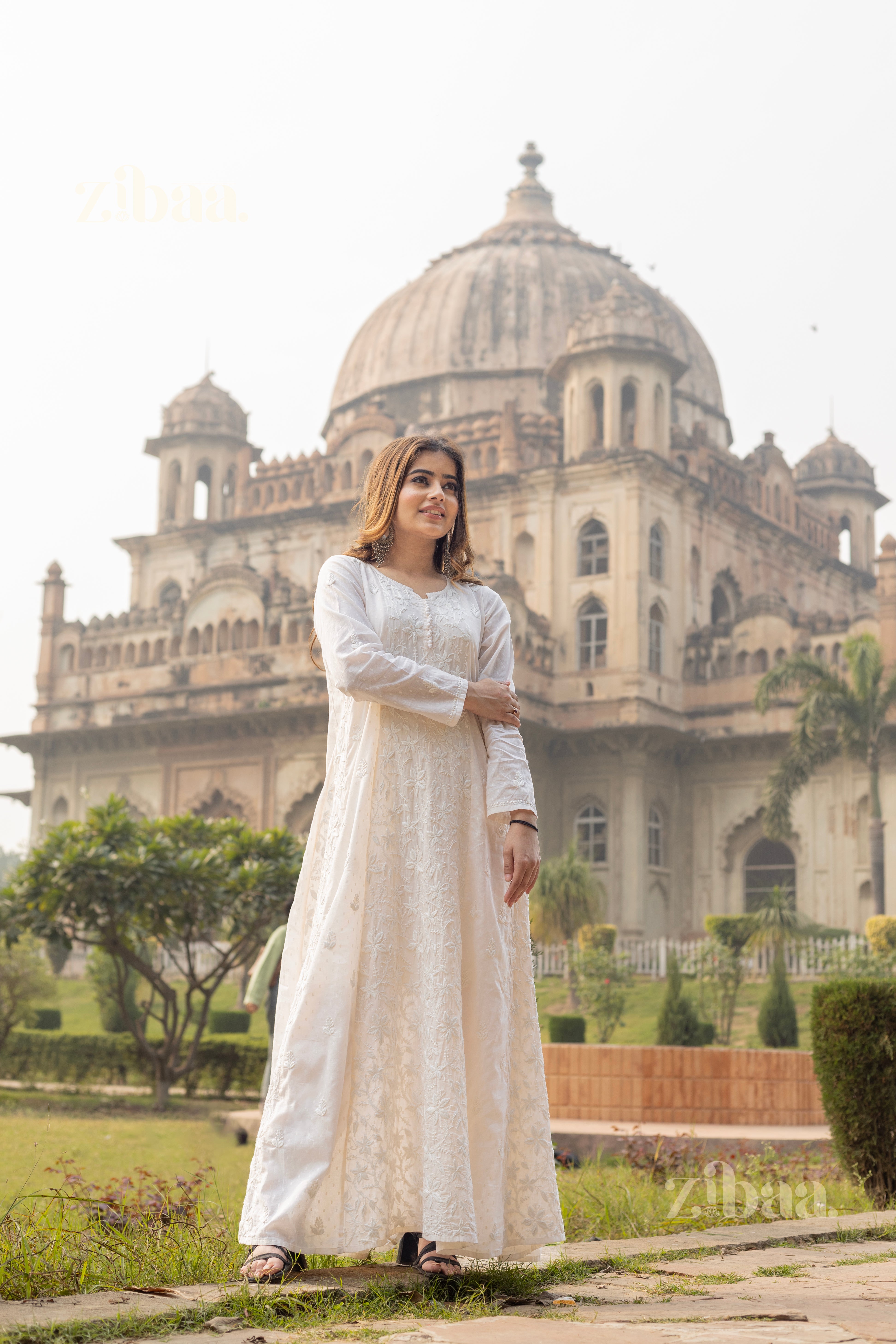 Maaya Cotton Ivory Chikankari Anarkali